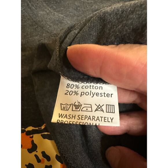 Women's Short Sleeve Crewneck Pumpkin Graphic Print Pullover T-Shirt Size M Gray - Picture 7 of 7